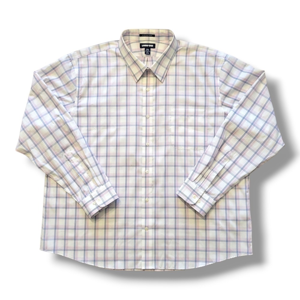 Lands' End Men's Supima Cotton Long Sleeve Button Up Dress Shirt  XXL